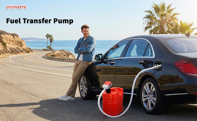 orimetre Automatic Fuel Transfer Pump with Auto-Stop, 51'' Extra Long Hose, 3.2 Gallon per Min, Battery or USB Powered, 4 Can Adapters, Fast and Safe Portable Gas Can Pump for Oil, Diesel,Gasoline.