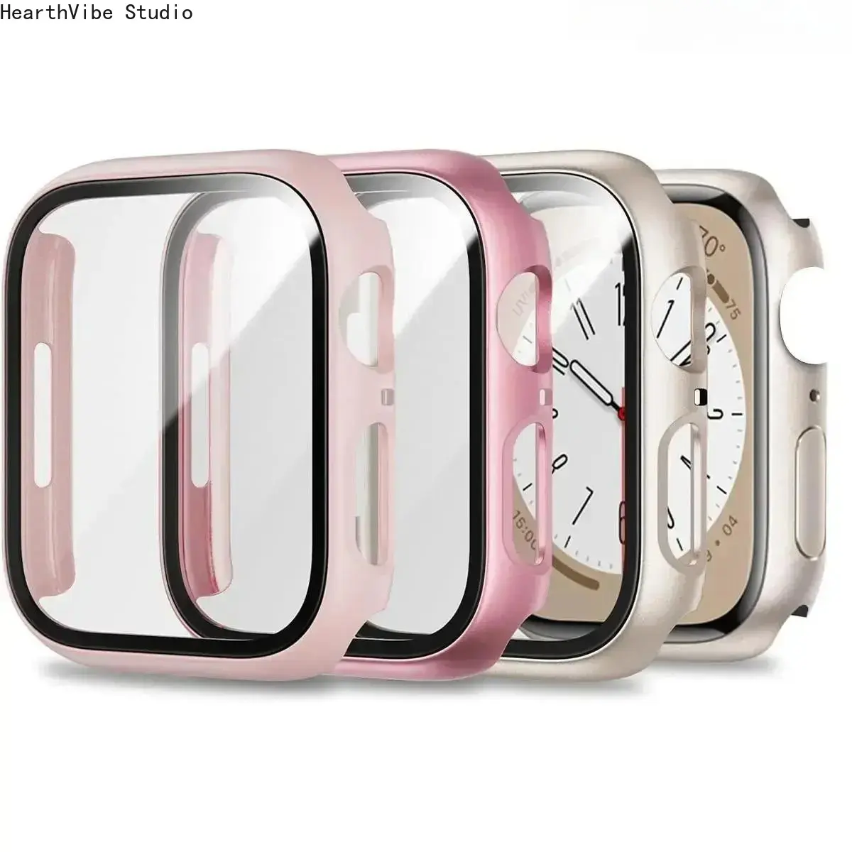 2-in-1 Smart Watch Accessory Kit 3-Pack Tempered Glass Screen Protector Durable Ultra-Thin Case for Apple Watch Series 9 8 7 6 SE Ultra 41mm 45mm