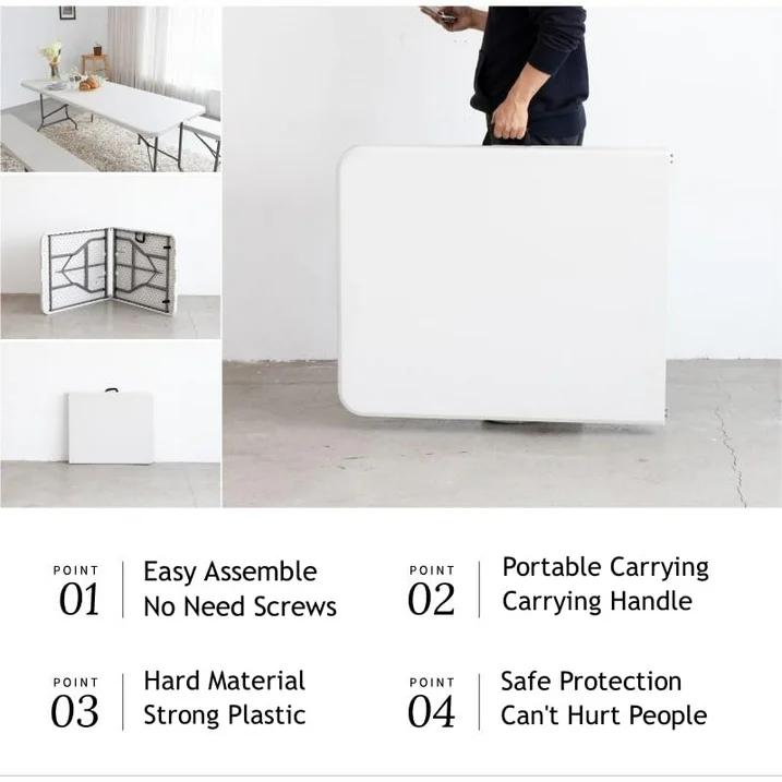 Lumina Folding Table 7ft Heavy Duty Portable Table Indoor Outdoor with Parties, Camping & BBQs, Folds in Half for Easy Storage, No Assembly Required, White Lumina Folding Table 7ft Heavy Duty Portable Table Indoor Outdoor with Parties, Camping & BBQs, Folds in Half for Easy Storage, No Assembly Required, White