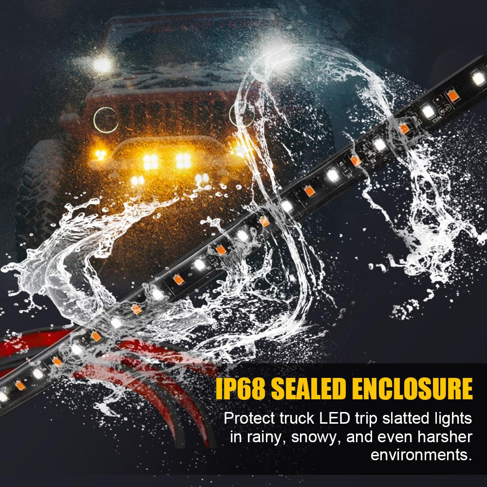 2x 70" Running Board LED Light DRL Side Step Strip Bar Amber White Turn Signal