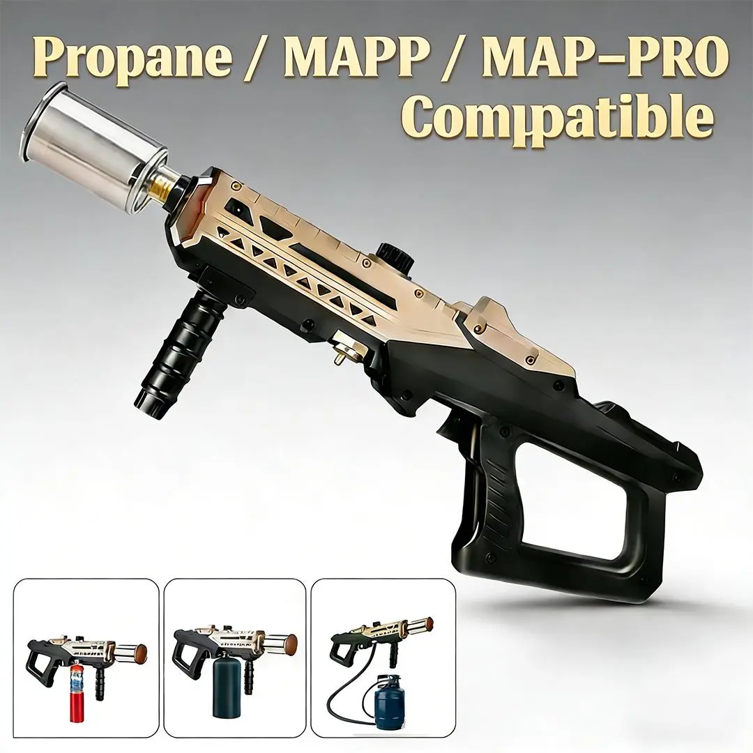 High Power Grill Torch Gun Adjustable Propane Torch, Multifunctional Cooking Blow Torch for Grilling Searing Baking Charcoal Starter, Ideal for Chefs Camping Home Kitchen (Tank Not Included)
