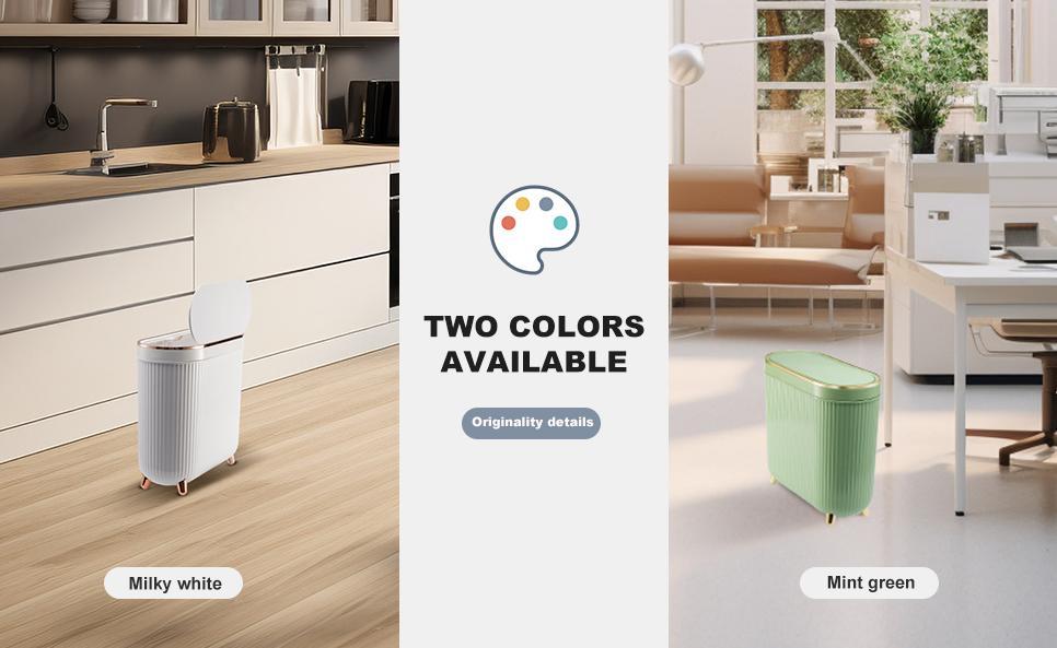 Pukomc Motion Sensor Trash Can with Lid 3.5 Gallon Touchless Bin Automatic Waterproof Bathroom Garbage Can Large Capacity Odor Control Advanced Sensing Technology Stylish Beige