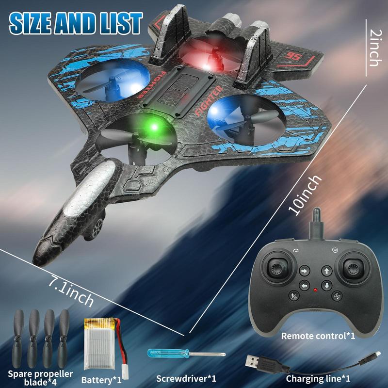 Remote Control Jet Airplane Toy for Kids 360° Stunt Rolls, LED Lights, Easy Flying RC Aircraft