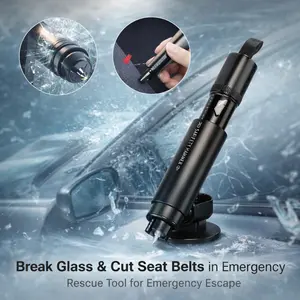 Car Safety Hammer, 2-In-1 Safety Hammer Car Window Breaker Tool,Seatbelt Cutter,Safehammer Glass Breaker, Emergency Escape Tool (Black)