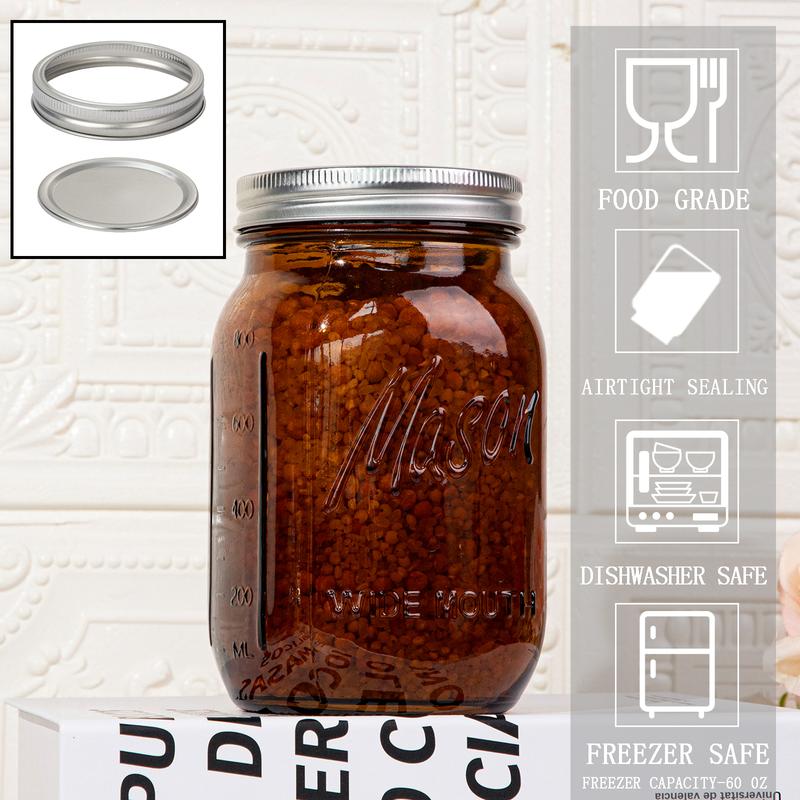 4/6 Pack 32 oz Gold/ Pink/ Blue/ Green/ Amber Wide Mouth Mason Jars for Pickling, Canning, Fermenting and Food Storage For Storing All kinds of Food