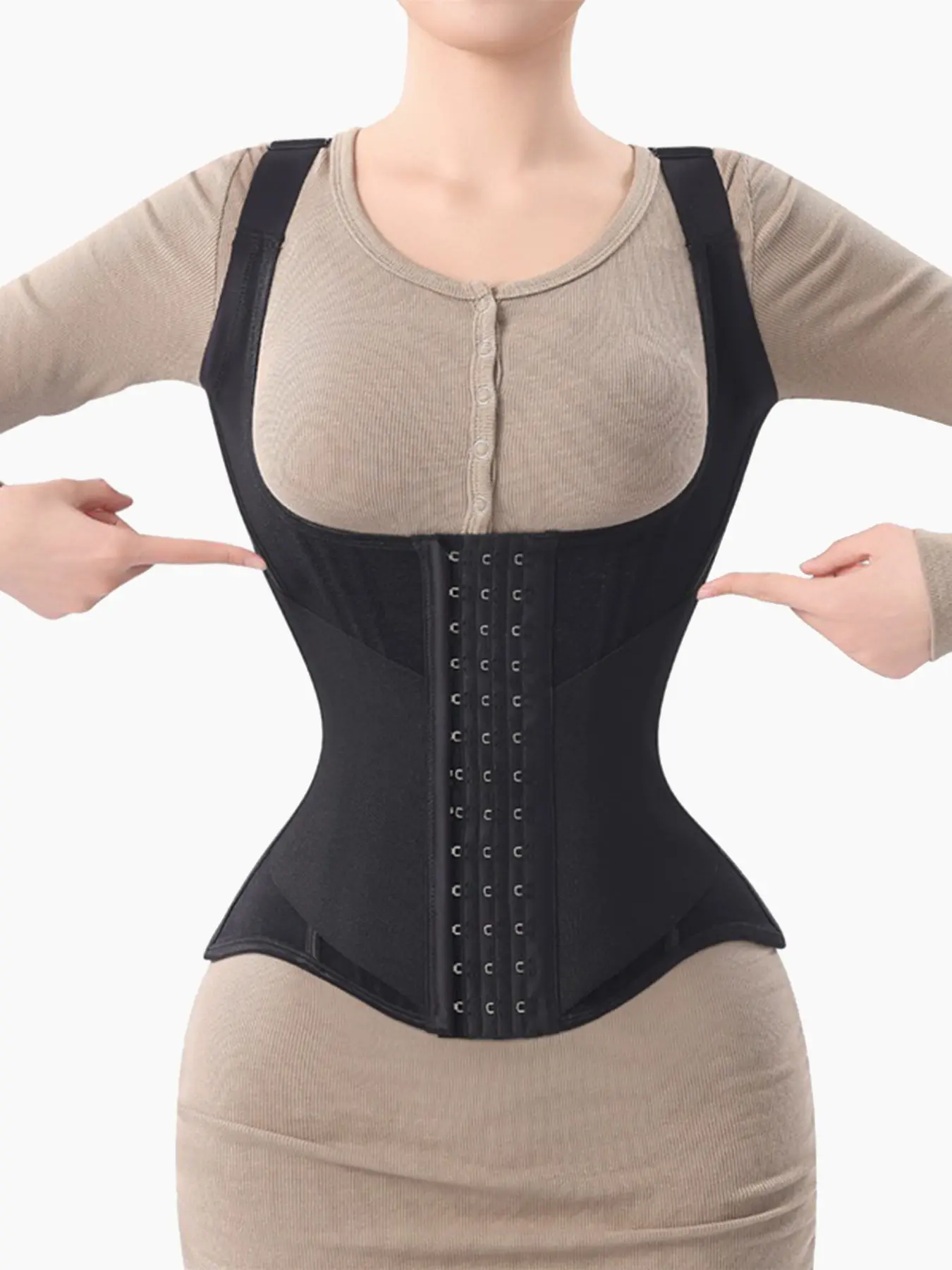 Women Waist Trainer with Straps Breathable Adjustable Tummy Control Corset Apple Shape Slimming Body Shaper for Sitting & Workout Shapewear