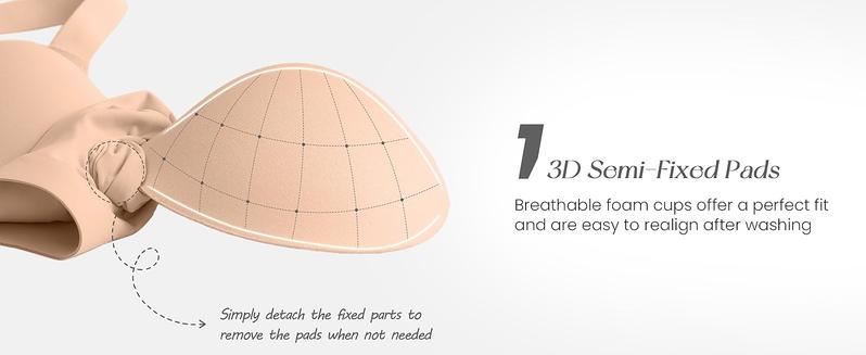 OEAK Bras for Women V Neck No Underwire Wireless Plus Size Support Bra Underarm Smoothing Seamless Push Up Full Coverage T-Shirt Sports Bra