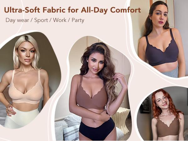 Showyoo Bras for Women No Underwire Seamless Bralettes Wireless Push Up Scalloped Full Coverage Comfortable Everyday Bra Showyoo Bras for Women No Underwire Seamless Bralettes Wireless Push Up Scalloped Full Coverage Comfortable Everyday Bra