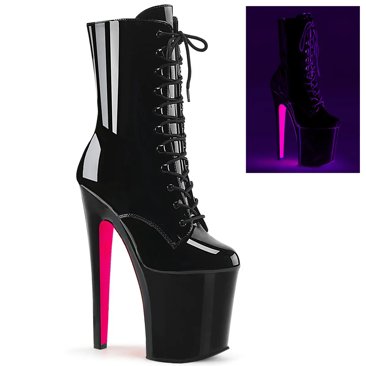 Pleaser Xtreme-1020TT Women's Lace Up Platform High Heel Ankle Boot, All Seasons Footwear, Lace Up Boot