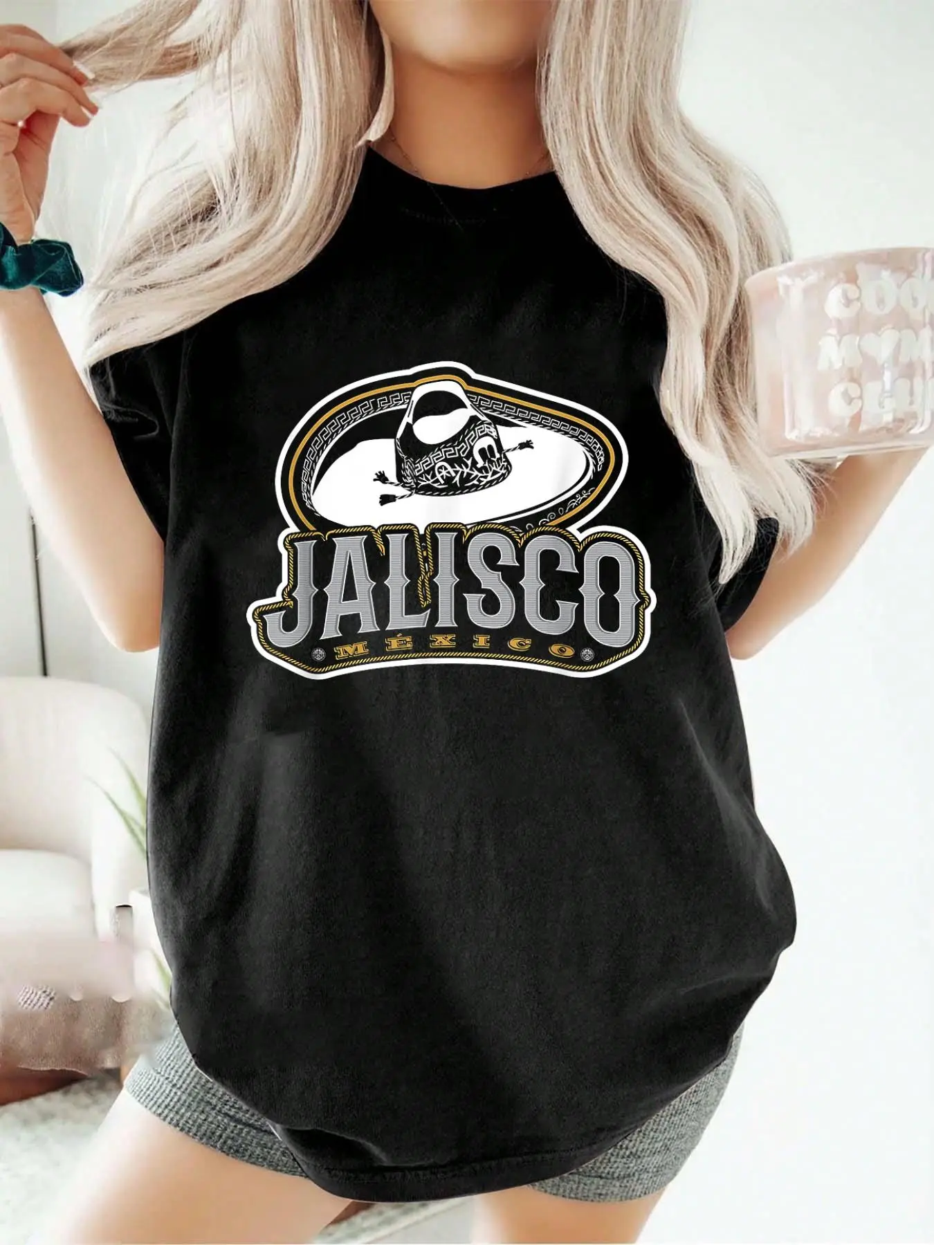 100% pure cotton Jalisco Mexico Tshirt T-Shirt printed t-shirts for women