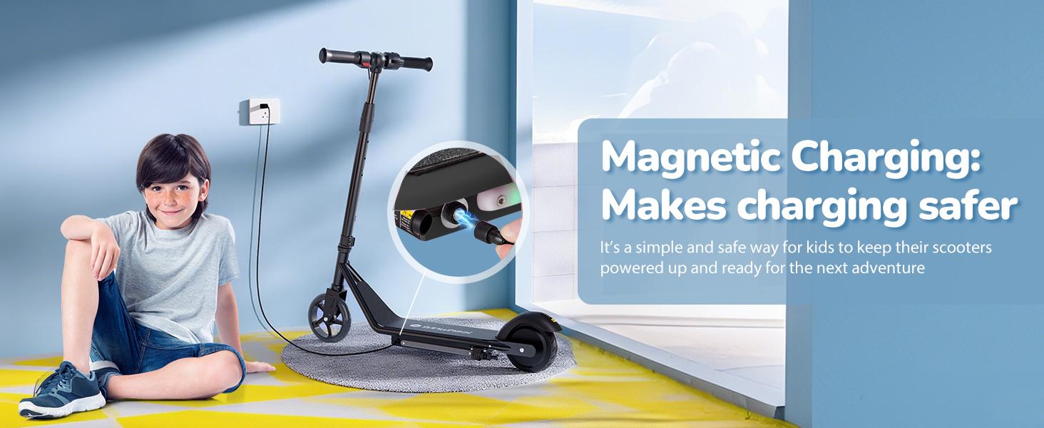 【Joy E-Glide】Kids Electric Scooter with LED Display, 10 MPH Top Speed,15 Miles Range, 2 Speed Modes, Disc Brakes, UL Lithium Battery, Aluminum Alloy Frame,5-Inch Flash  Wheels Foldable Electric Scooter forAges 6-14