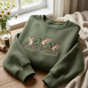 Embroidered Vintage Mallard Duck Sweatshirt , 90s Wildlife Nature Sweater, Flying Ducks Shirt, Cozy Unisex Pullover, Wildlife Gift