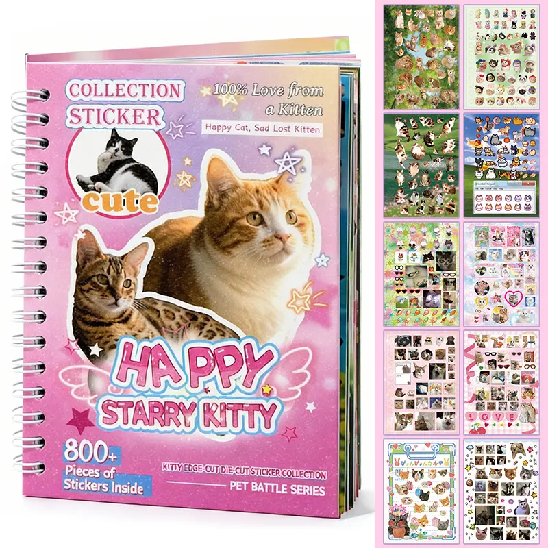 800PCS Cute Pet Stickers Book,  Cat & Dog Kawaii Stickers for Journaling, Scrapbooking, Water Bottles, Laptop, Phone Case & DIY Crafts,30 Sheets，Graduation Gifts