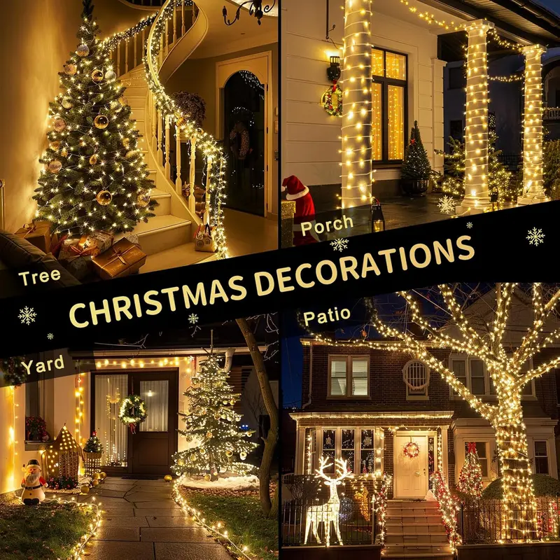 Hoodink 900-LED 295ft Fairy Christmas Light String - 8 Modes, Timer, Remote Control - String LED Novelty Lighting, Party Lighting Decoration, Festival Decoration, Christmas Aesthetic Home Event Supplies