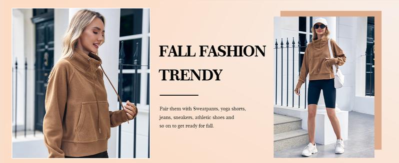 Fisoew Fleece Sweatshirts for Women Sherpa Long Sleeve Turtleneck Winter Pullover Tops Thumb Hole