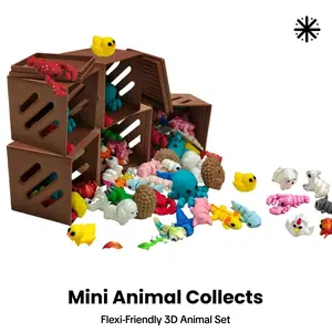 24pcs Mini Animals Articulated Toy Set, Flexible Fidget 3D Printed Animal Figurines, Durable ABS Material, for Ages 3-6
