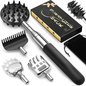 TUKUOS Telescoping Back Scratcher with 5 Detachable Scratching Heads, Rubber Handles, Anniversary Birthday Gifts for Men Women Back Scratcher for Men/Dad/Women/Adults