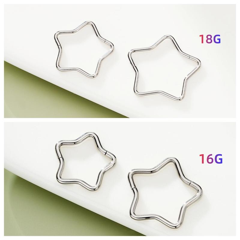 Oufer Titanium Star Hinged Segment Nose Septum Nostril Piercing Hoop Ring 16G/18G 8mm 10mm 12mm High-Quality G23 Titanium Daily Wear Unisex Jewelry Oufer Titanium Star Hinged Segment Nose Septum Nostril Piercing Hoop Ring 16G/18G 8mm 10mm 12mm High-Quality G23 Titanium Daily Wear Unisex Jewelry
