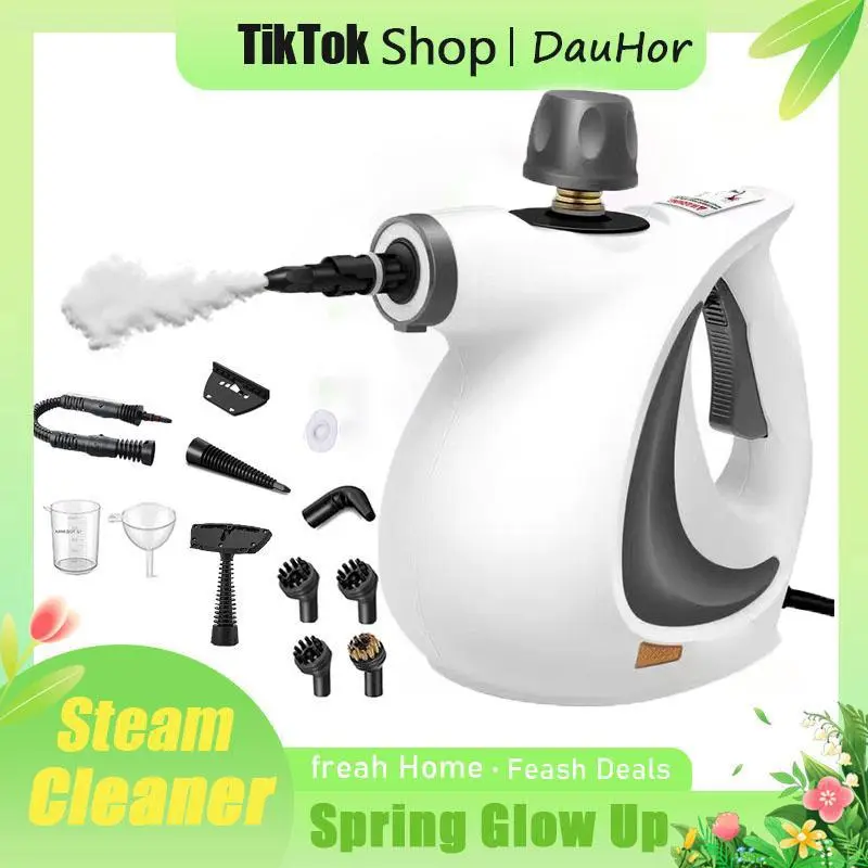 Household Pressurized Ergonomic Corded Handheld Multifunctional Steam Cleaner - Floor Steamer, 12-Piece Accessory Kit, Safety Lock, Chemical-Free Power, 250ml Tank, Family Safe for Home Use, Cleaning Set