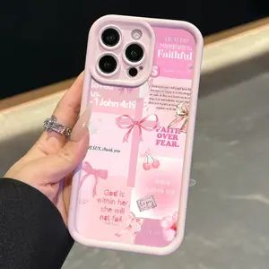 One Piece of Phone Case Featuring a Cross And Bible Text Design, Compatible with Iphone Models 16, 15, 14, 13, 12, 11, X Pro Max, Plus, And Mini, Offering Complete Lens Protection with a Soft TPU Material.
