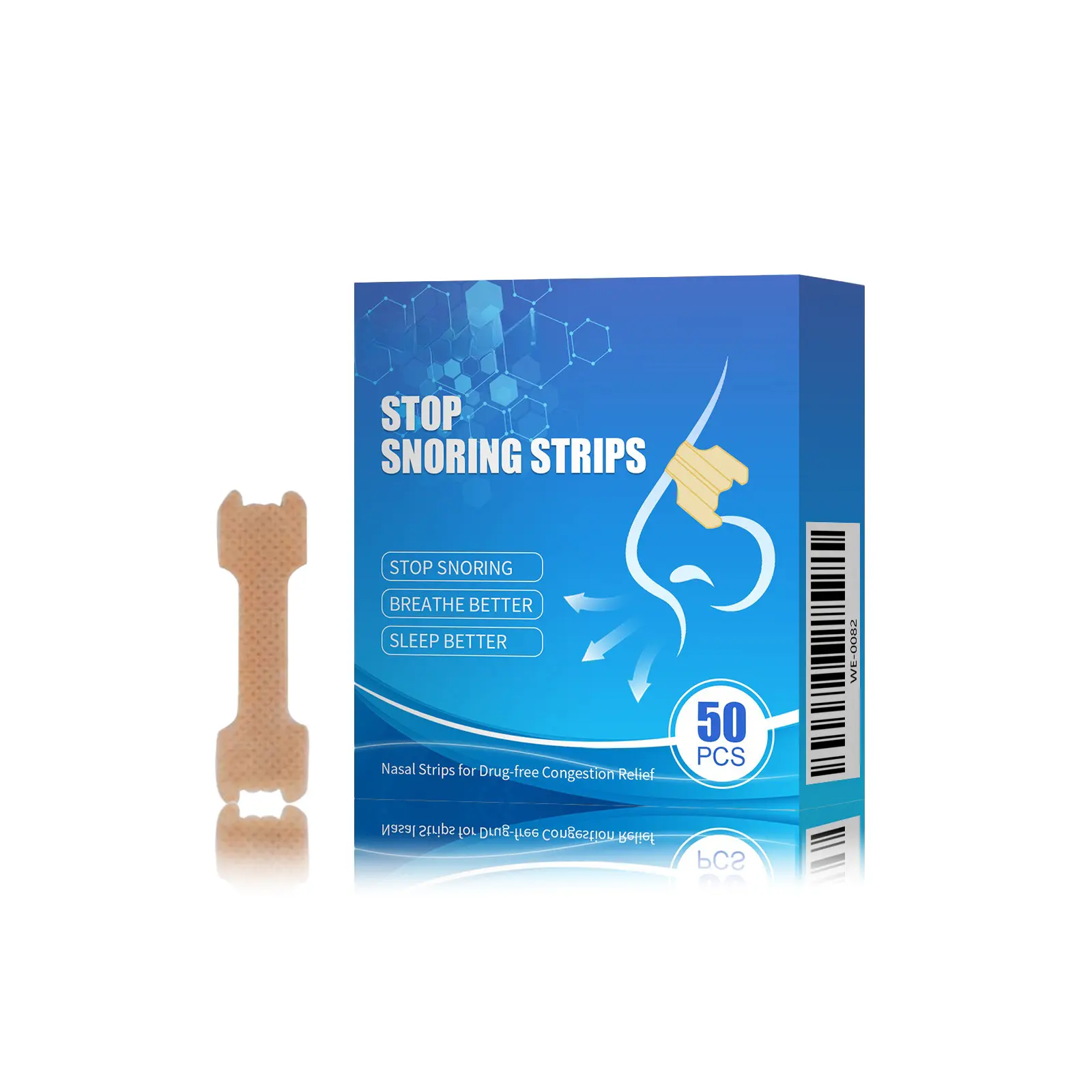 Adult Nasal Strips for Breathing, Anti-Snoring Nose Strips for Nasal Airflow Support, Comfortable Sleep & Daily Nasal Care