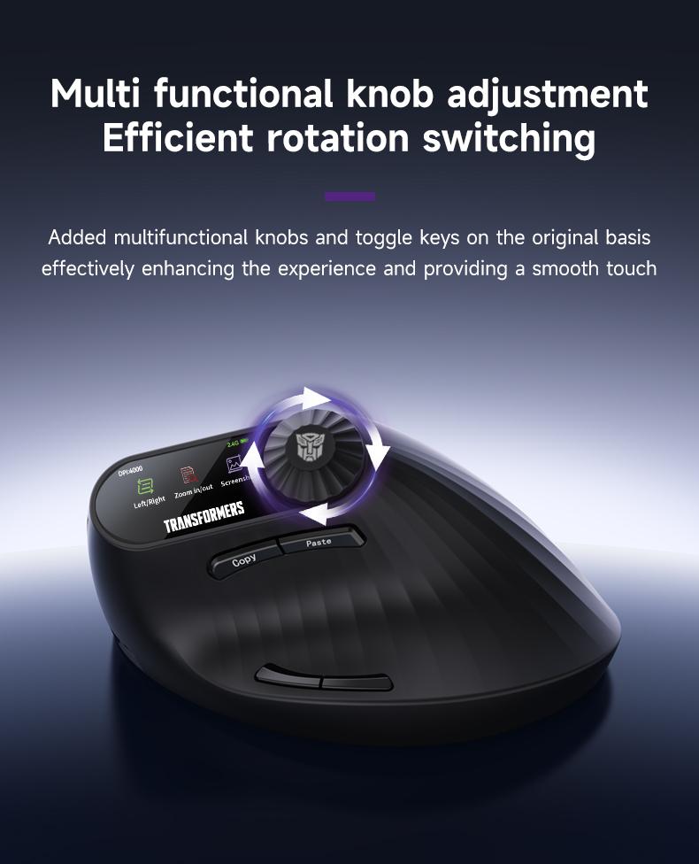 Transformers TF-VM01 Vertical Wireless Bluetooth Dual-Mode Silent Mouse for Medium & Large Hands Rechargeable Portable Ergonomic Design Black Efficient Performance Enhance Productivity TikTokShopHolidayHaul