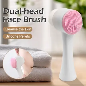 1 Count double-headed facial cleansing brush, Blue Pink Optional Soft Bristle Deep Pore Clean