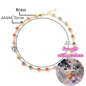 Rainbow Heart Necklace – Colorful Crystal Pendant Choker for Women Valentine's Day & Christmas Jewelry Gift