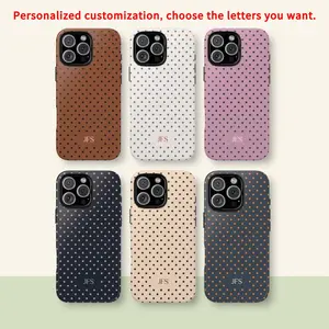 Personalized Polka Dot Monogram Phone Case – Custom Initials Cover for iPhone 17, 16, 15, 14, 13, 12, 11, X, Samsung, and other series models.| Cute Spotty Aesthetic Gift for Her