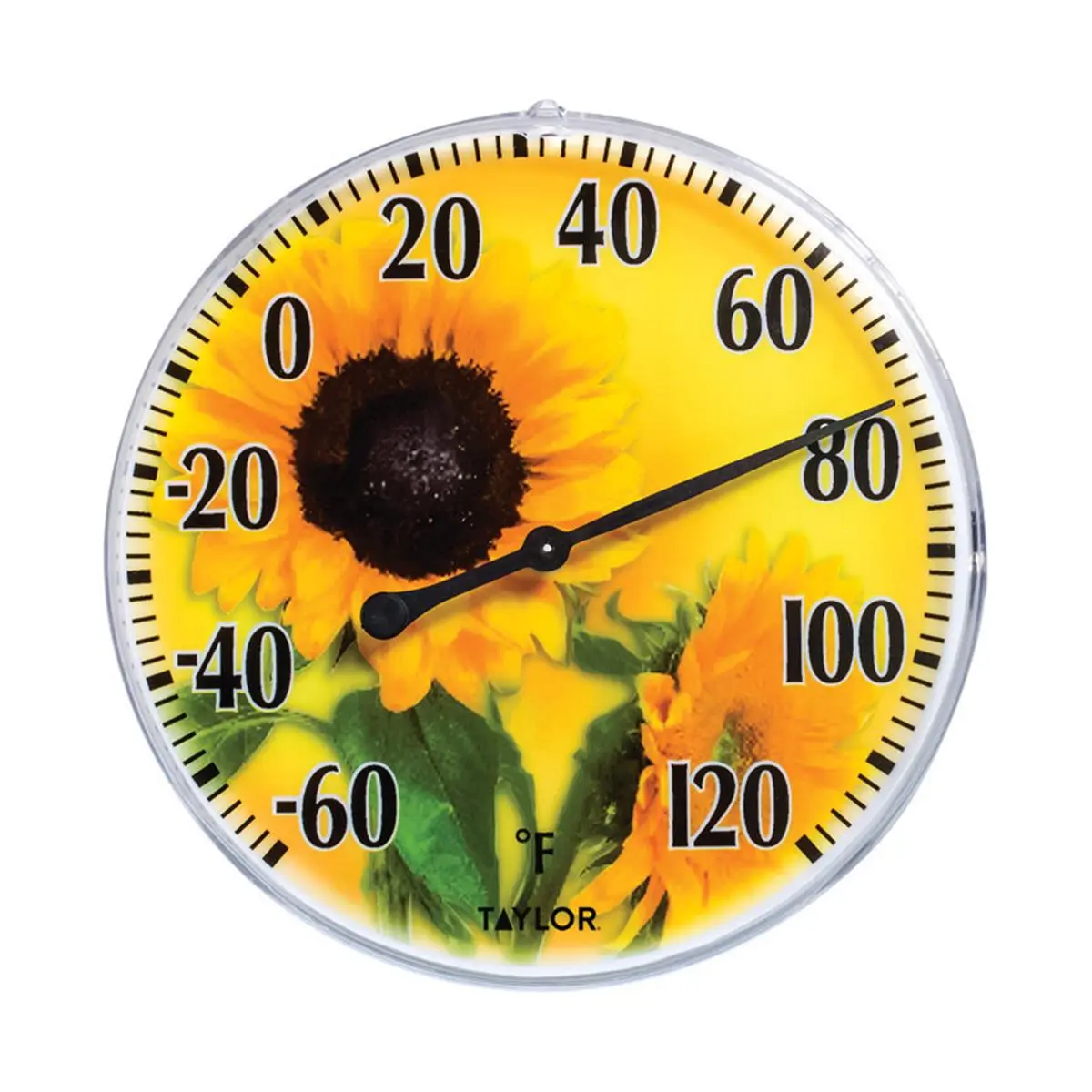 212 MAIN Plastic Sunflower Dial Thermometer, Yellow, Indoor/Outdoor Swivel-Mount Temperature Gauge for Home & Garden, Pools, Hot Tubs