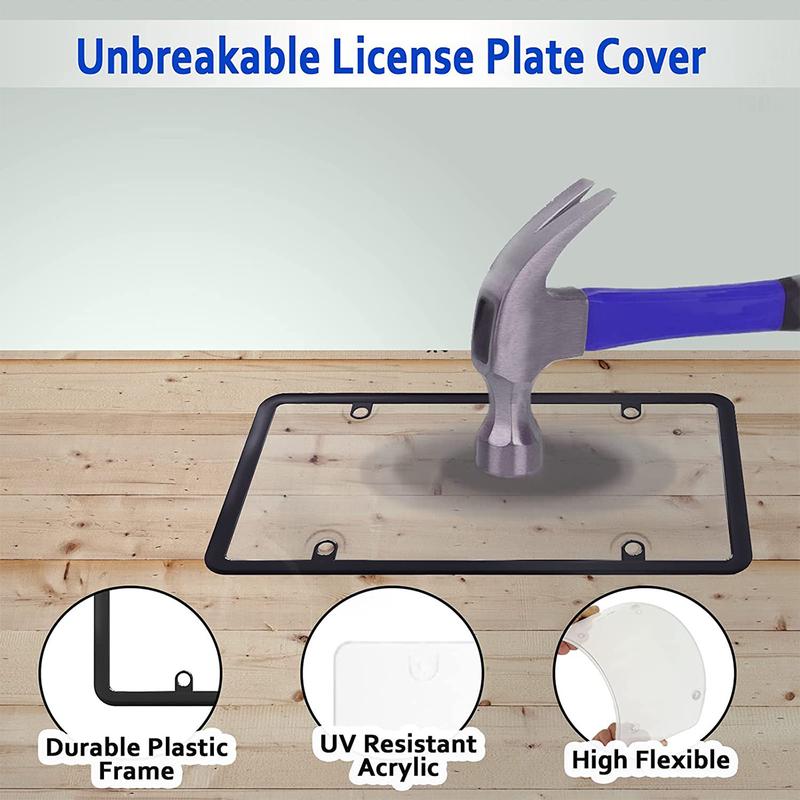 License Plate Frames 2 Pack Stainless Steel License Plate Holders Universal Fit for US Cars 4 Holes No Obstruction to Plate