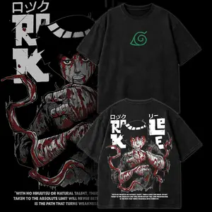 Rock Lee Anime Graphic Tee – Naruto Ninja Shirt, Acid Washed Vintage Retro Anime Streetwear T-Shirt | Japanese Manga Graphic Tee, Oversized Washed Black Anime Shirt, Motivational Anime Streetwear Tee & Anime Fan Gift for Men & Women