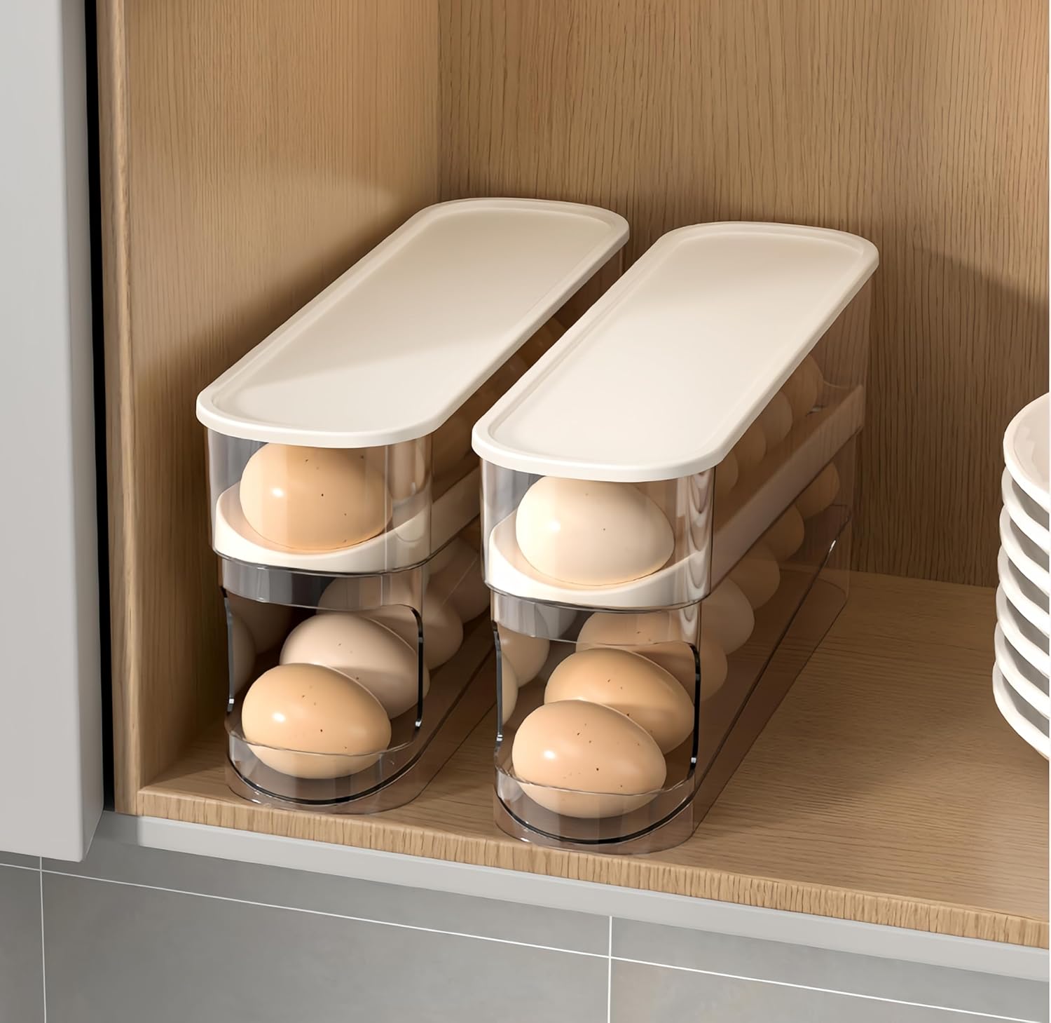 Auto Rolling Fridge Egg Organizer, Space Saving Eggs Dispenser for Refrigerator Storager, Home Egg Holder