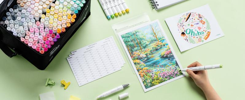 Ohuhu Alcohol Markers: Brush & Chisel / Fine - 216-color - Double Tipped Alcohol-based Art Marker Set for Artist Adults Coloring Illustration - Refillable Ink - Honolulu & B Series of Ohuhu - Valentine's Day Gift
