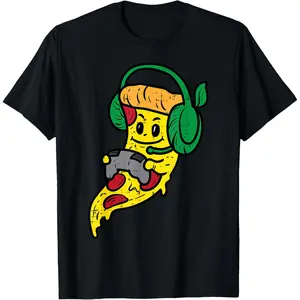 Gifts For Boyfriend Gamer Pizza Video Gaming Funny Food Men Boys Kids Teen Youth T-Shirt
