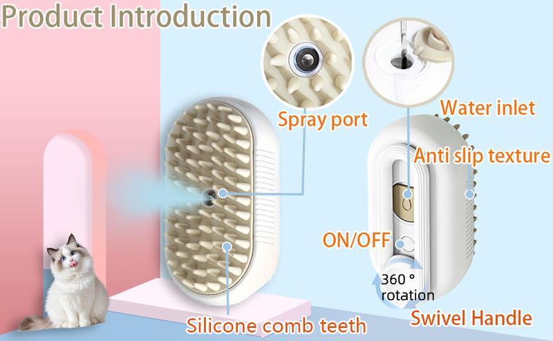[Holiday Haul] Pet Steam Brush,Cat Dog Hair Remover, Adjustable Pet Hair Remover,Pet Steamy Mist,Steam Pet Brush for