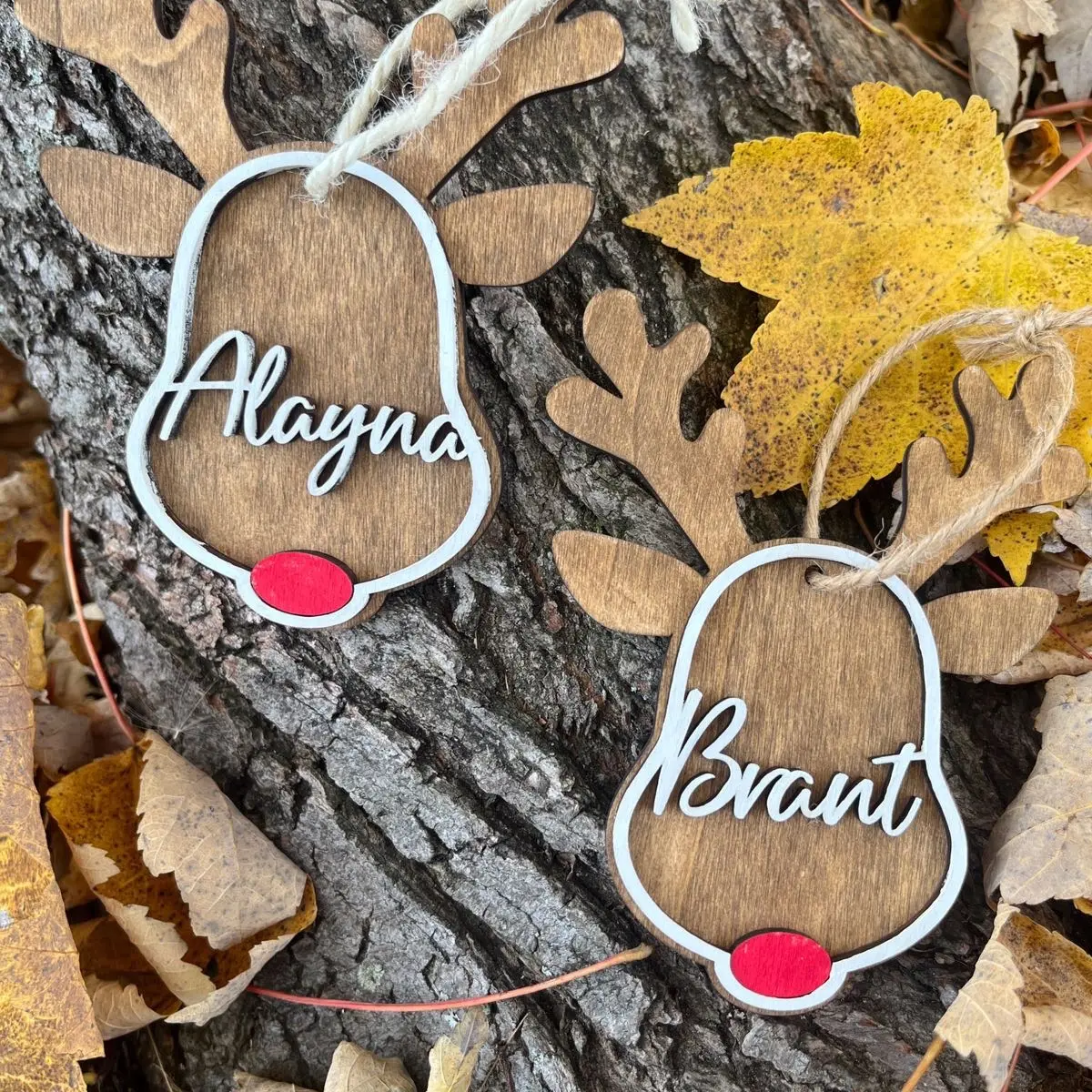 Rudolph Ornament | Wooden Named Stocking Tag | Christmas Kid Ornament | Handmade Ornaments | Gift | Decoration|
