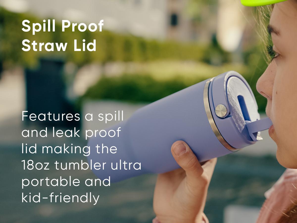 18oz Kids Voyager Tumbler with Handle and Flip-Up Straw Lid | Spill Proof and Leak Resistant | Reusable Stainless Steel Water Bottle