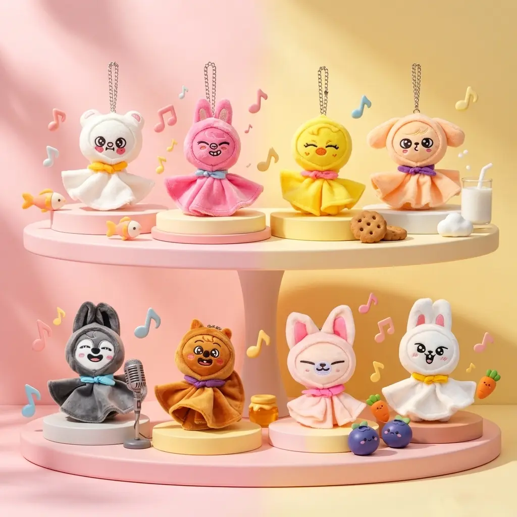 Cute Plush Animal Keychain 10cm/3.9inch Viral Kawaii Plush Keychain Soft Bag Charm Cute Animal Plushie Keychain for Bags Backpack Accessories Wolf Chicken Cat Rabbit Bear Fox Koala Pig Styles Trending Gift Charm Pendant