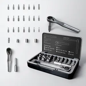 25 in 1 Ratchet Screwdriver Set, Multi-Function Manual Hand Tool with Interchangeable Bits and Sockets, Portable Tool Kit for Home Repair and DIY
