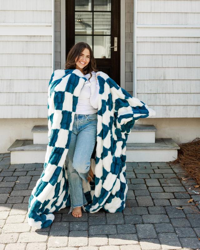 Hugs Check Brewer Blue Blanket