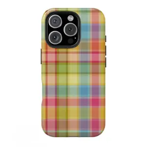 Vibrant Rainbow Plaid Pattern Anti Fall TPU Full Coverage Phone Case for iPhone 17 16 15 14 13 12 11 Pro Max Plus Samsung Galaxy S25 S24 S23 S22 S21