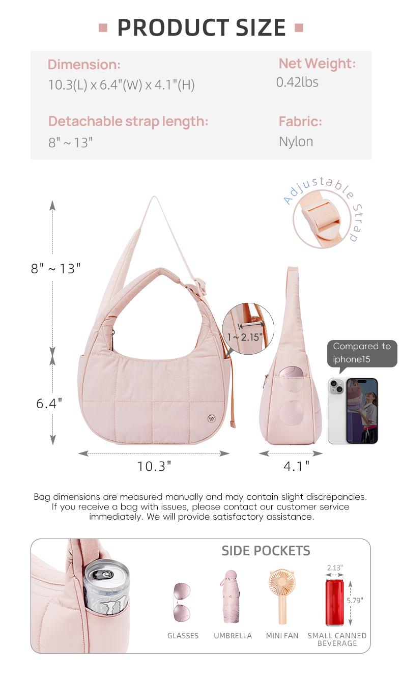 【Valentine's Day Gift】WESTBRONCO Crescent Shoulder Bag 2026 viral Small Puffy fashion stylish with 2 side pockets adjustable strap for Women Waterproof Lightweight Travel Gym dating Purse for spring trendy gift for her TikTokShopJumpstartSale