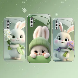 Cute Bunny Phone Case – Easter Spring Green Rabbit Design Cover for Galaxy Note 10 Plus --975