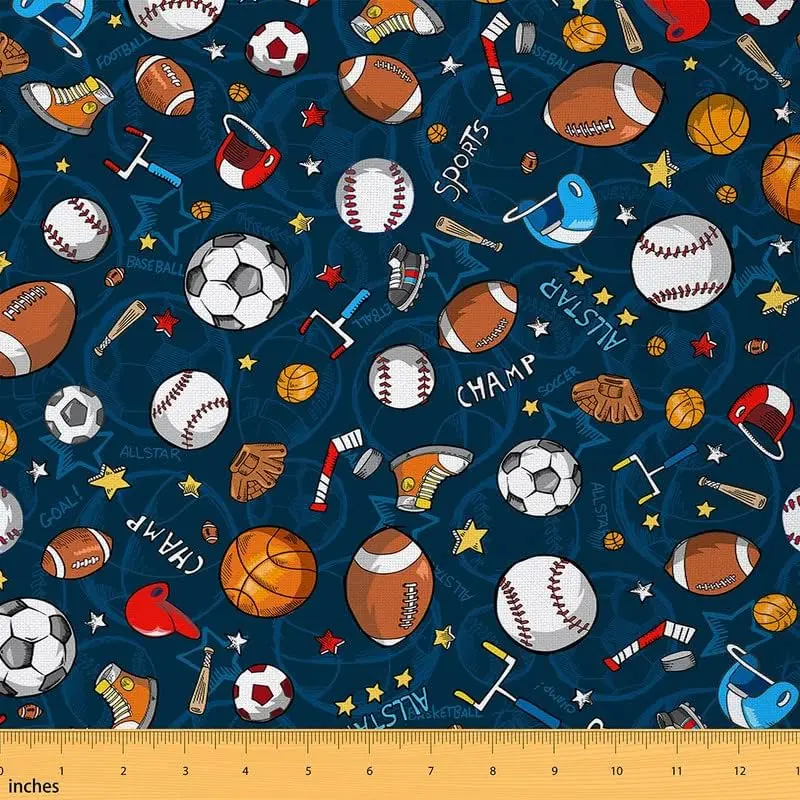 Feelyou Sports Balls Fun Print Fabric by the Yard - Tight Weave DIY-Friendly Waterproof Upholstery Fabric for Porch Swing, Hammock & Outdoor Use,sohochic