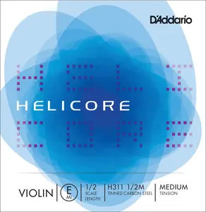 D'Addario Helicore Violin Single E String, 1/2 Scale, Medium Tension