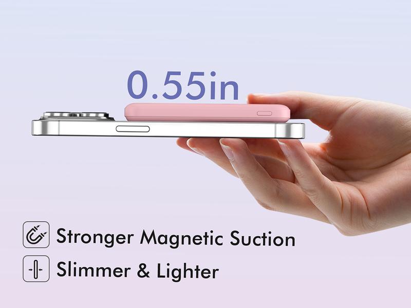 Podoru for MagSafe Battery Pack, 5000mAh Magnetic Power Bank Fast Charging Wireless Portable Charger for iPhone 17/16/15/14/13/12/ All Series