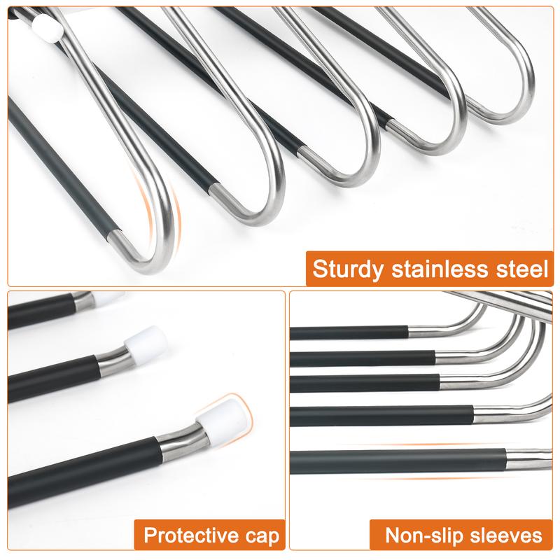 2 Pack Pants Hangers Space Saving Clothes Hanging 5 Layers, Non Slip Clothes Hangers for Closet Organizers and Storage Home Organization
