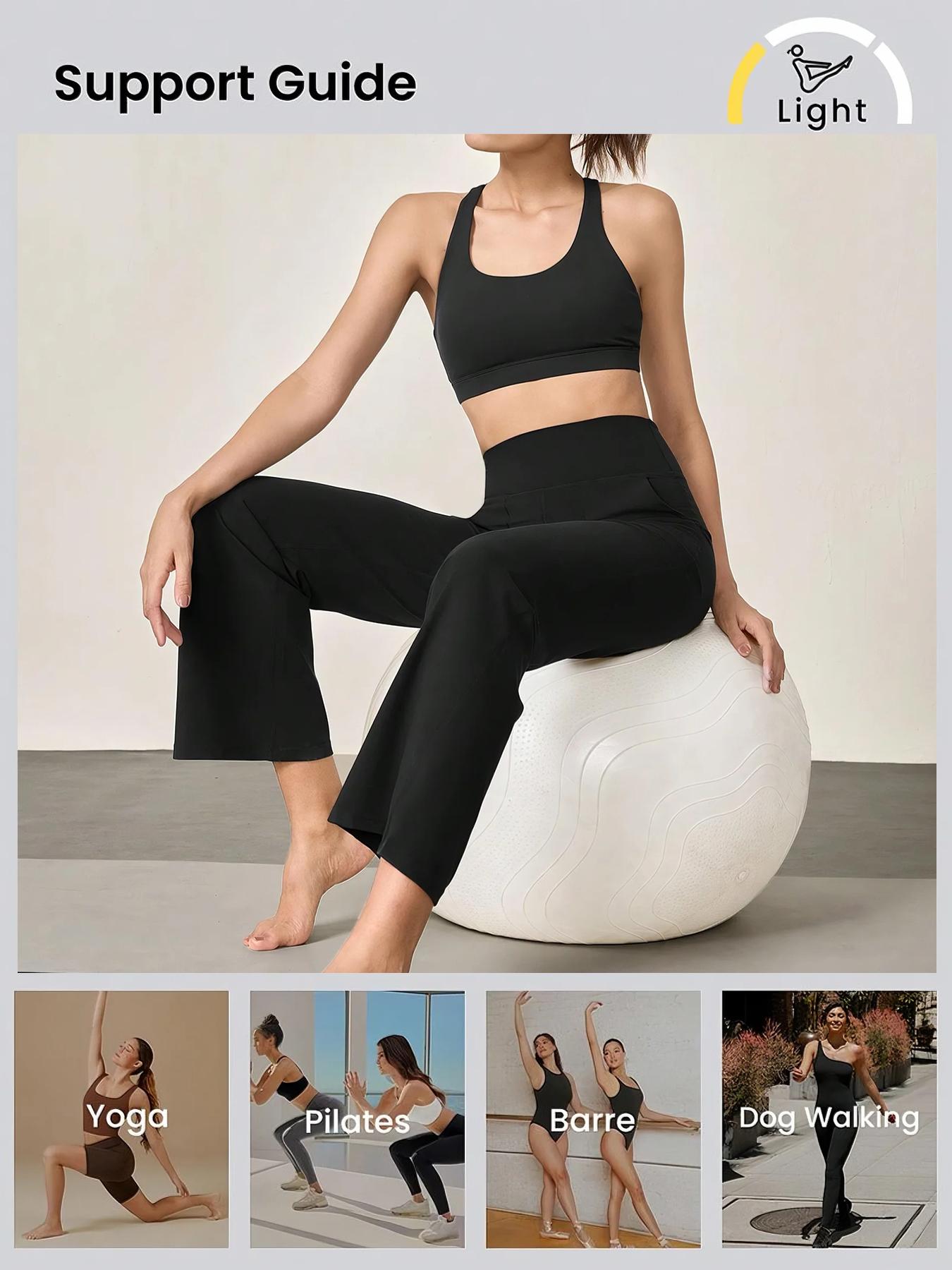 3PCS Women's High Waist Zippered Wide Leg Palazzo Pants with Pockets for Casual Wear & Yoga High Waist Sports Pants Minimalist Basic Womenswear Bottoms