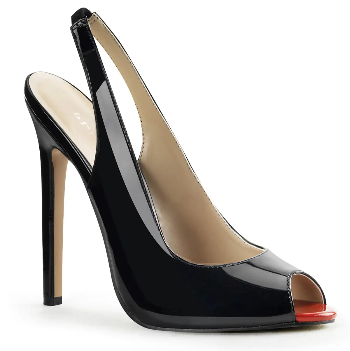 Women's Mystique Peep-Toe Pumps with Classic Black Sling-Back 5" Stiletto Heel for Evening Parties
